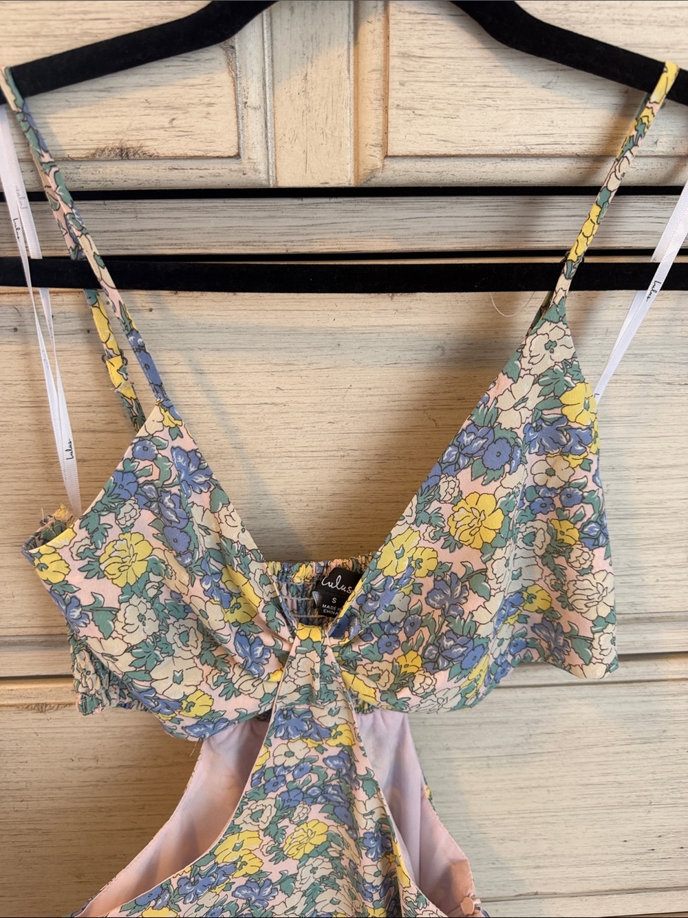 Floral Tie-Front Crop dress in Pastel Yellow & Blue